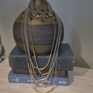 Elegant Gray and Gold Beaded Necklace